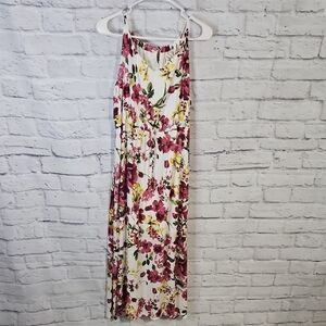 Leadingstar Floral Maxi Dress in White and Pink